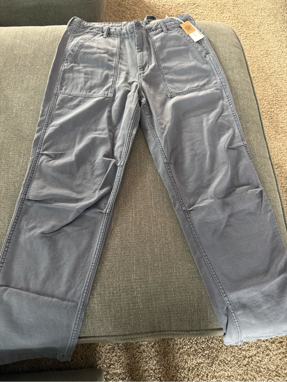 Outerknown Men's Slate Blue Relaxed Patch-Pocket Jeans